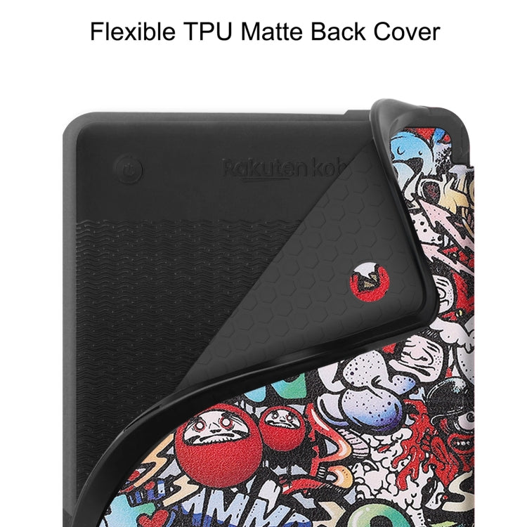 For KOBO Clara Colour 2024 / BW Painted Voltage Caster TPU Leather Smart Tablet Case(Graffiti)