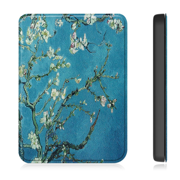 For KOBO Clara Colour 2024 / BW Painted Voltage Caster TPU Leather Smart Tablet Case(Apricot Blossom)