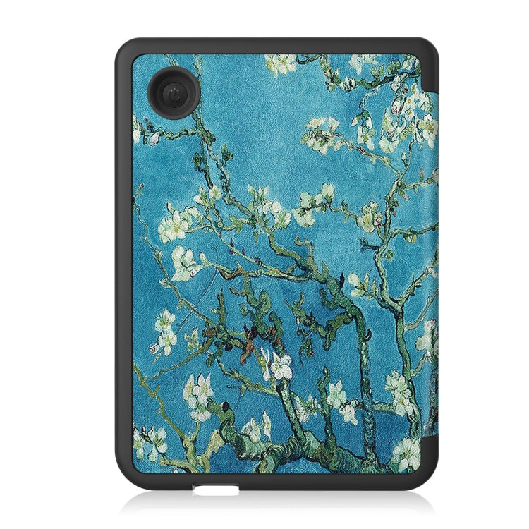 For KOBO Clara Colour 2024 / BW Painted Voltage Caster TPU Leather Smart Tablet Case(Apricot Blossom)
