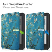 For KOBO Clara Colour 2024 / BW Painted Voltage Caster TPU Leather Smart Tablet Case(Apricot Blossom)