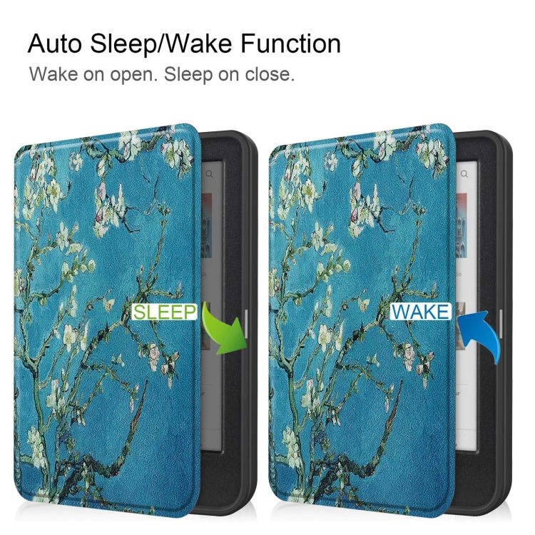 For KOBO Clara Colour 2024 / BW Painted Voltage Caster TPU Leather Smart Tablet Case(Apricot Blossom)