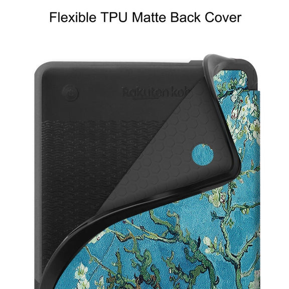 For KOBO Clara Colour 2024 / BW Painted Voltage Caster TPU Leather Smart Tablet Case(Apricot Blossom)