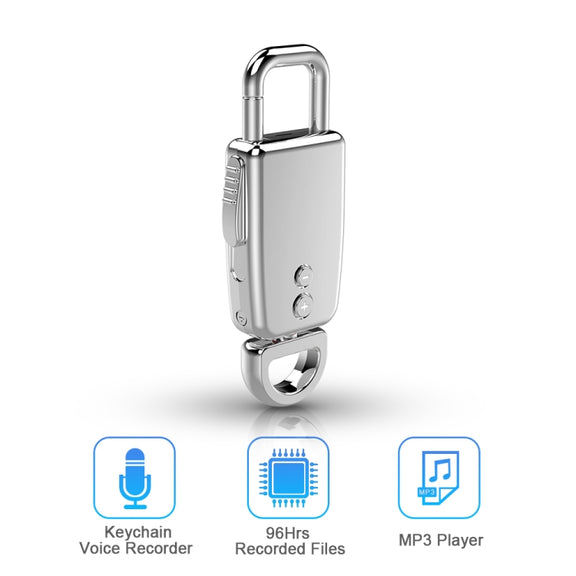 JNN S20 Zinc Alloy Keychain Voice Recorder, Memory:4GB(Silver)