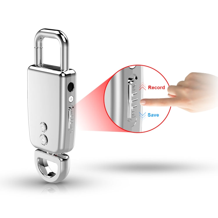 JNN S20 Zinc Alloy Keychain Voice Recorder, Memory:4GB(Silver)