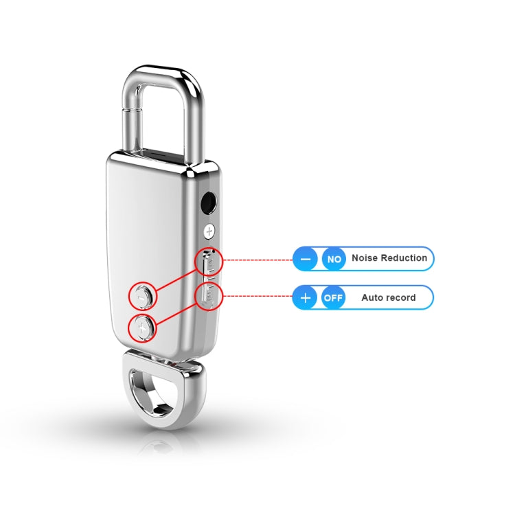 JNN S20 Zinc Alloy Keychain Voice Recorder, Memory:32GB(Black)