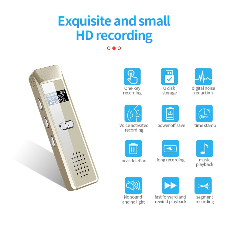 JNN Q7 Mini Portable Voice Recorder with OLED Screen, Memory:4GB(Gold)