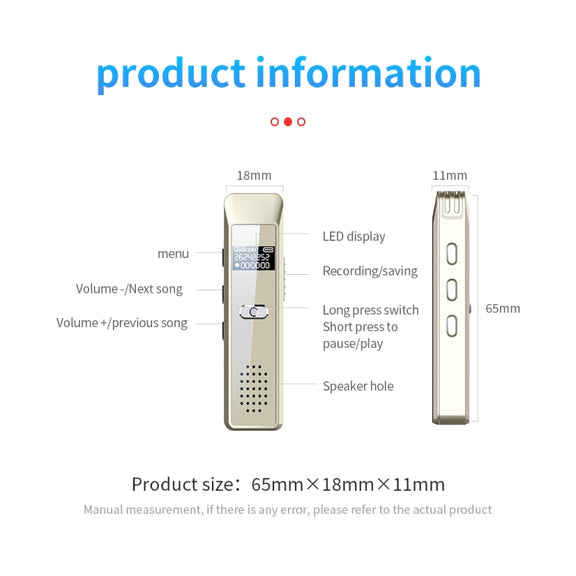 JNN Q7 Mini Portable Voice Recorder with OLED Screen, Memory:16GB(Gold)