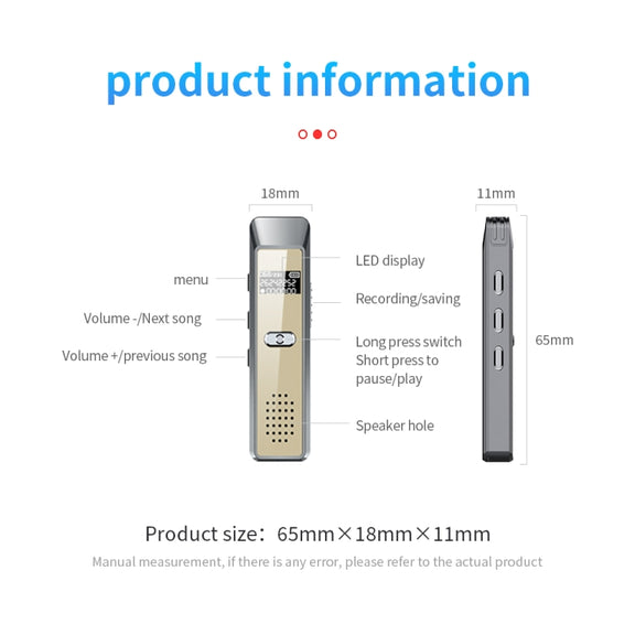 JNN Q7 Mini Portable Voice Recorder with OLED Screen, Memory:16GB(Grey+Gold)