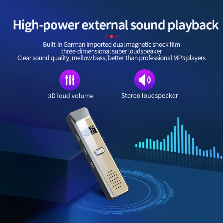 JNN Q7 Mini Portable Voice Recorder with OLED Screen, Memory:16GB(Grey+Gold)
