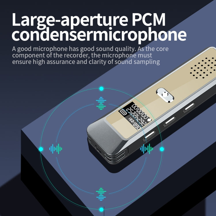 JNN Q7 Mini Portable Voice Recorder with OLED Screen, Memory:16GB(Grey+Gold)
