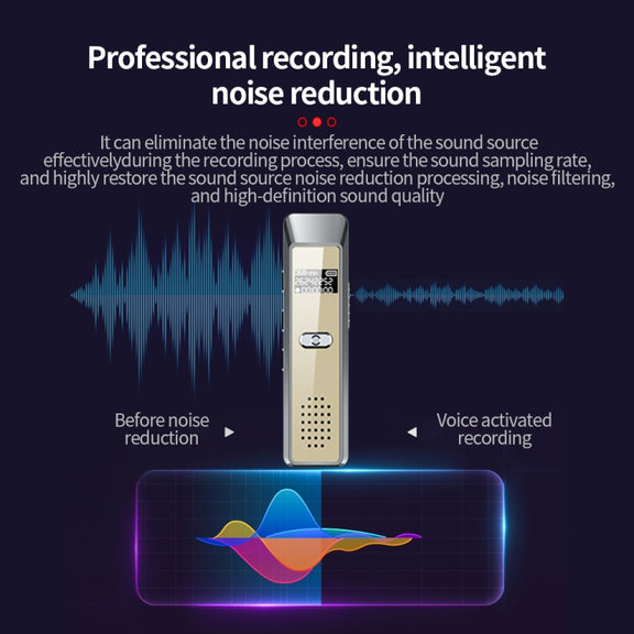 JNN Q7 Mini Portable Voice Recorder with OLED Screen, Memory:16GB(Grey+Gold)