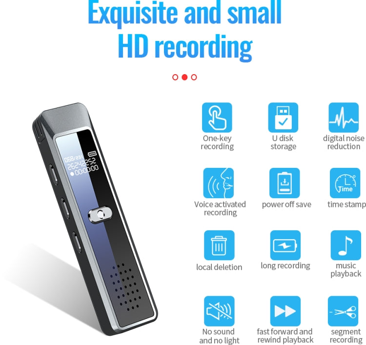 JNN Q7 Mini Portable Voice Recorder with OLED Screen, Memory:16GB(Metal Gray)