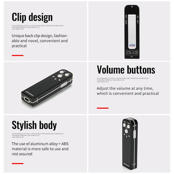 JNN J1 Mini Smart HD Noise Cancelling Voice Recorder, Memory:4GB(Black)