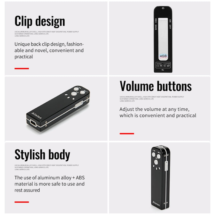 JNN J1 Mini Smart HD Noise Cancelling Voice Recorder, Memory:8GB(Black)