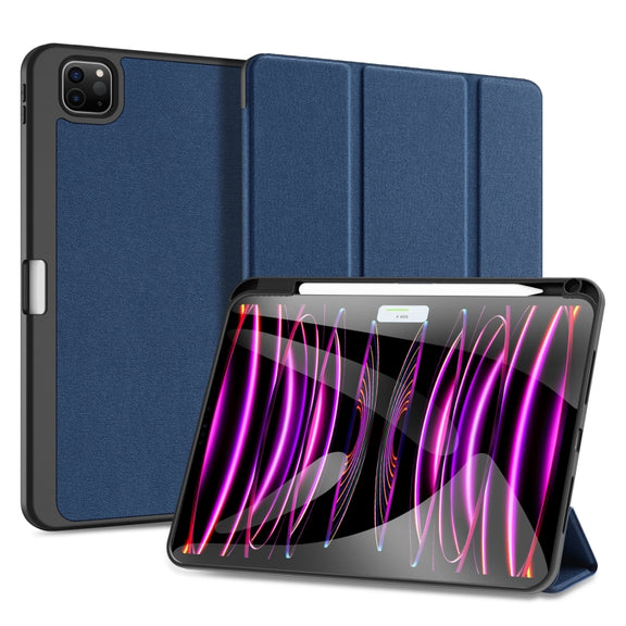 For iPad Pro 11 2024 DUX DUCIS Domo Series Cloth Texture Magnetic Leather Tablet Case(Blue)