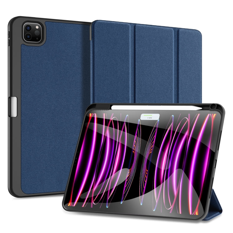 For iPad Pro 11 2024 DUX DUCIS Domo Series Cloth Texture Magnetic Leather Tablet Case(Blue)