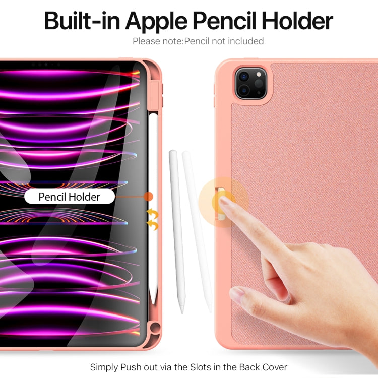 For iPad Pro 11 2024 DUX DUCIS Domo Series Cloth Texture Magnetic Leather Tablet Case(Pink)