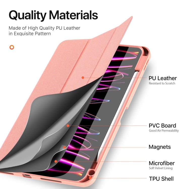For iPad Pro 11 2024 DUX DUCIS Domo Series Cloth Texture Magnetic Leather Tablet Case(Pink)