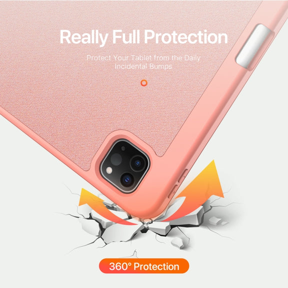 For iPad Pro 11 2024 DUX DUCIS Domo Series Cloth Texture Magnetic Leather Tablet Case(Pink)