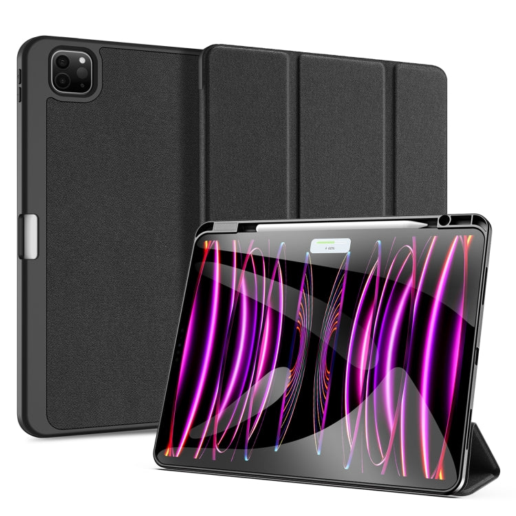 For iPad Pro 13 2024 DUX DUCIS Domo Series Cloth Texture Magnetic Leather Tablet Case(Black)