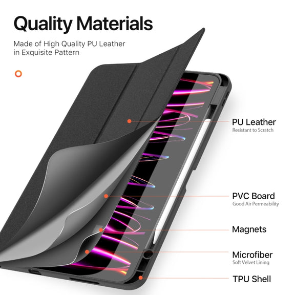 For iPad Pro 13 2024 DUX DUCIS Domo Series Cloth Texture Magnetic Leather Tablet Case(Black)