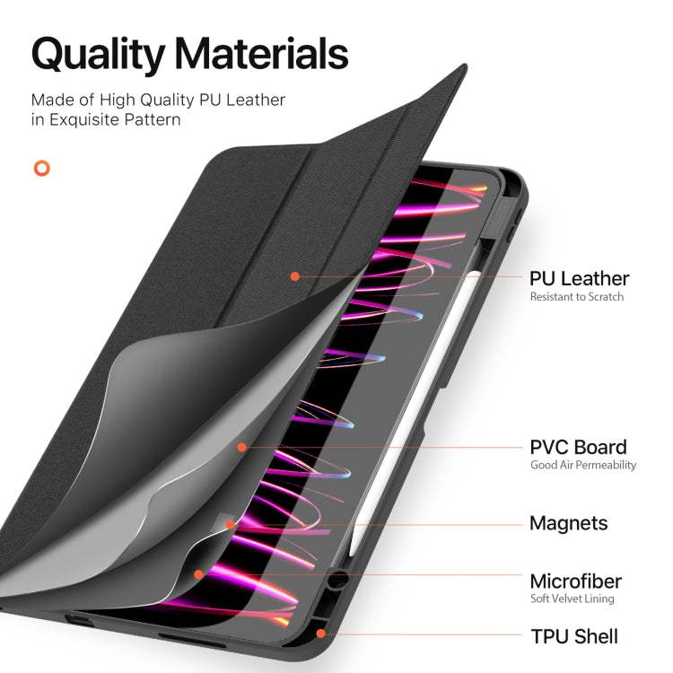 For iPad Pro 13 2024 DUX DUCIS Domo Series Cloth Texture Magnetic Leather Tablet Case(Black)