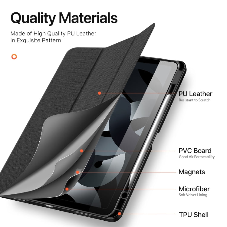 For iPad Air 13 2024 / 2025 DUX DUCIS Domo Series Cloth Texture Magnetic Leather Tablet Case(Black)