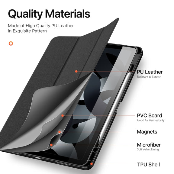For iPad Air 13 2024 / 2025 DUX DUCIS Domo Series Cloth Texture Magnetic Leather Tablet Case(Black)
