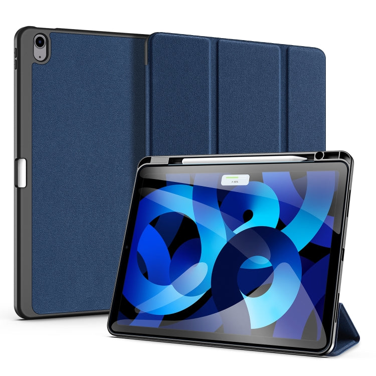 For iPad Air 13 2024 / 2025 DUX DUCIS Domo Series Cloth Texture Magnetic Leather Tablet Case(Blue)
