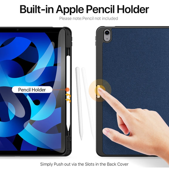 For iPad Air 13 2024 / 2025 DUX DUCIS Domo Series Cloth Texture Magnetic Leather Tablet Case(Blue)