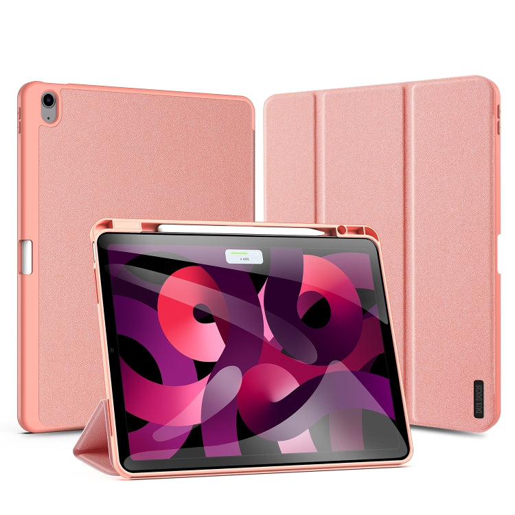 For iPad Air 13 2024 / 2025 DUX DUCIS Domo Series Cloth Texture Magnetic Leather Tablet Case(Pink)