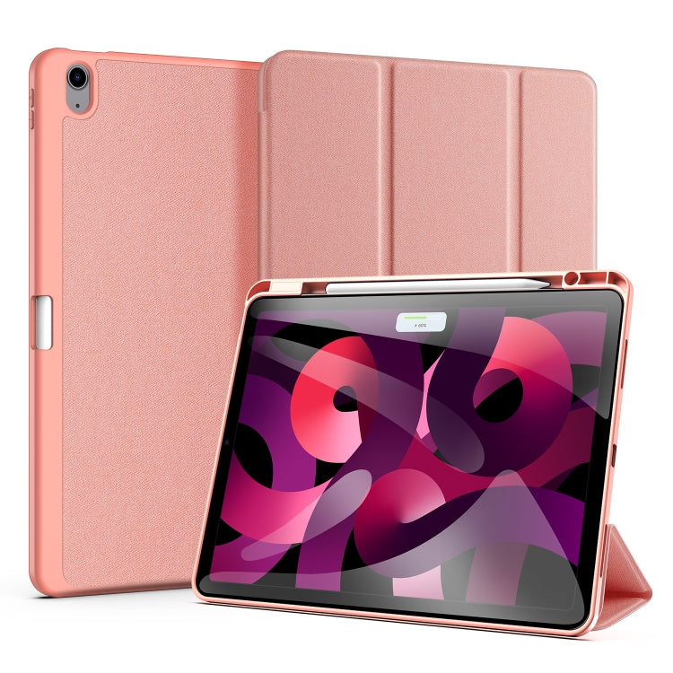 For iPad Air 13 2024 / 2025 DUX DUCIS Domo Series Cloth Texture Magnetic Leather Tablet Case(Pink)