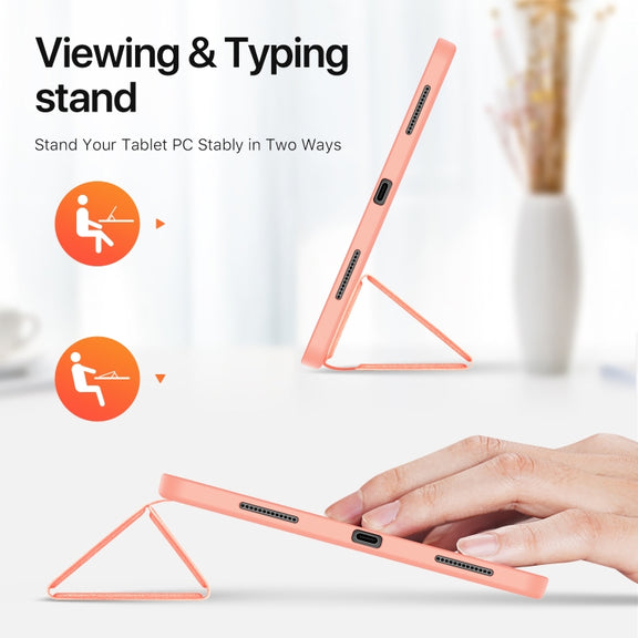 For iPad Air 13 2024 / 2025 DUX DUCIS Domo Series Cloth Texture Magnetic Leather Tablet Case(Pink)
