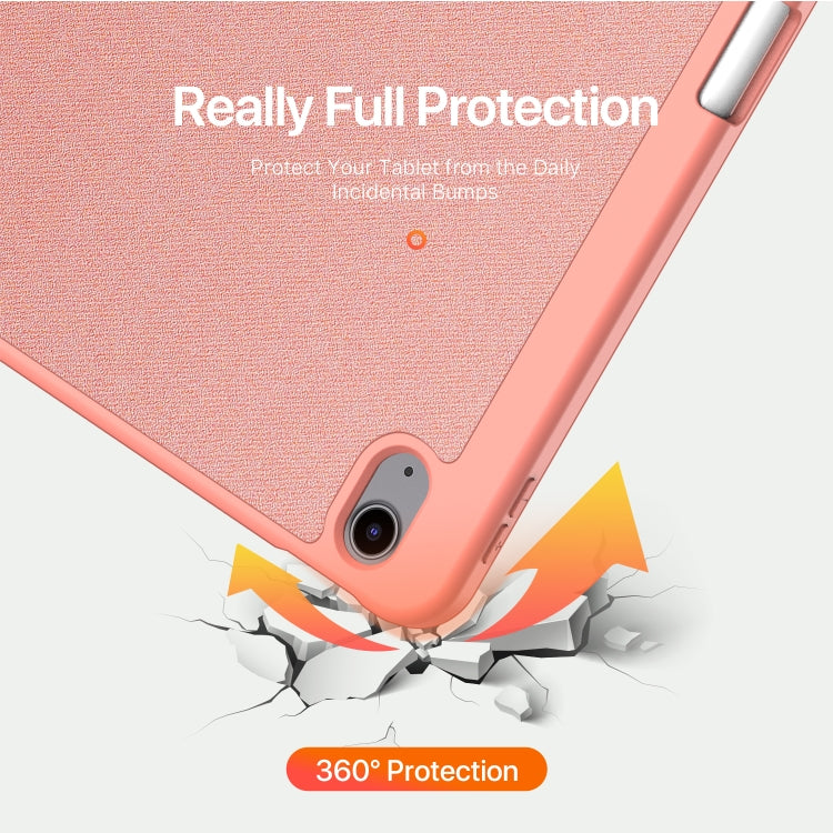 For iPad Air 13 2024 / 2025 DUX DUCIS Domo Series Cloth Texture Magnetic Leather Tablet Case(Pink)