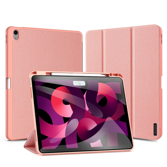 For iPad Air 13 2024 / 2025 DUX DUCIS Domo Series Cloth Texture Magnetic Leather Tablet Case(Pink)