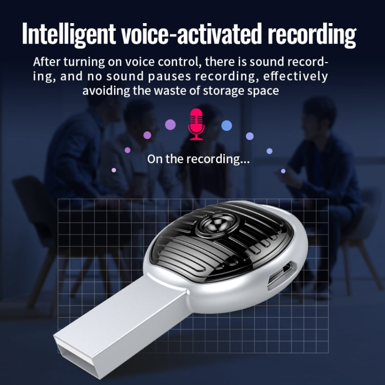 JNN S13 Zinc Alloy U-disk Voice Recorder, Memory:8GB(Silver)