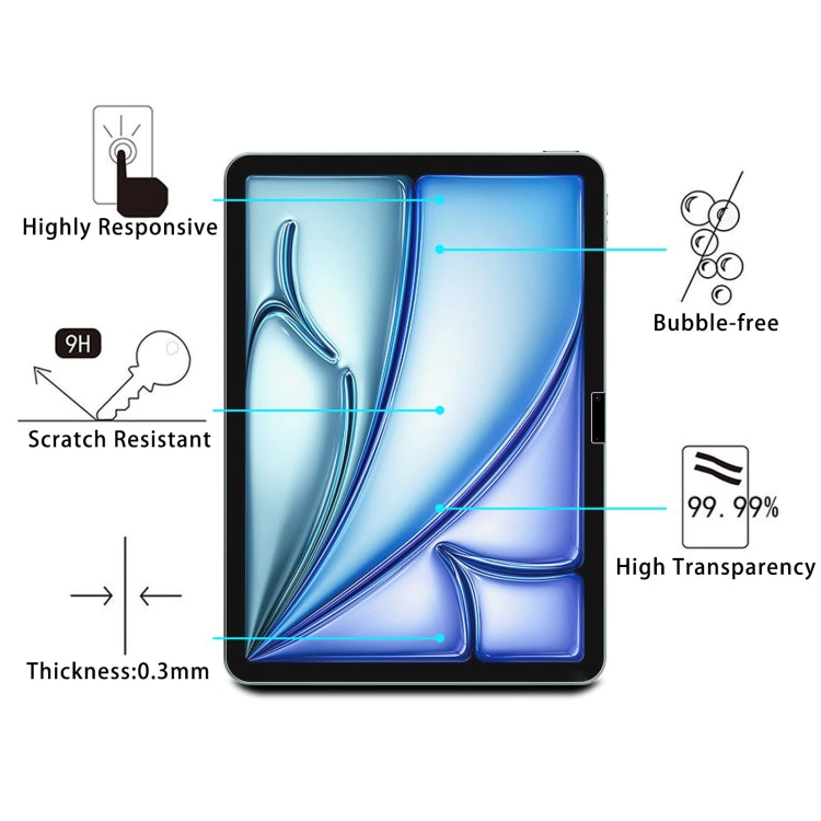For iPad Air 11 2025 / 2024 2pcs 0.26mm 9H 2.5D Explosion-proof Tempered Glass Film