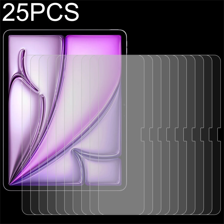 For iPad Air 13 2025 / 2024 25pcs 0.26mm 9H 2.5D Explosion-proof Tempered Glass Film