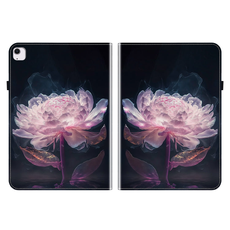 For iPad Air 13 2024 Crystal Texture Painted Leather Smart Tablet Case(Purple Peony)