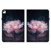 For iPad Air 13 2024 Crystal Texture Painted Leather Smart Tablet Case(Purple Peony)