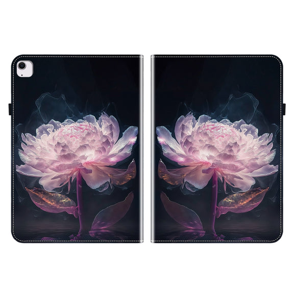 For iPad Air 11 2024 Crystal Texture Painted Leather Smart Tablet Case(Purple Peony)