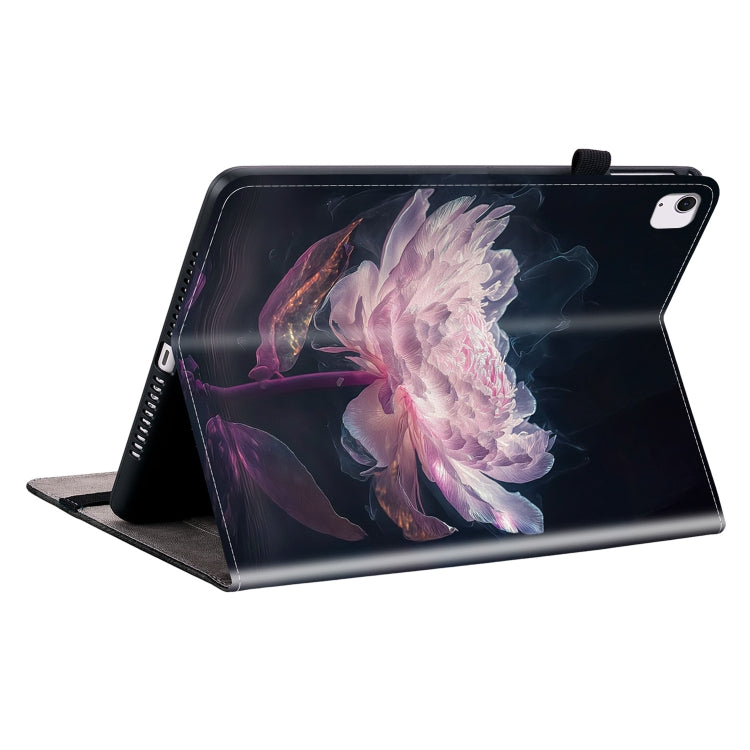 For iPad Air 11 2024 Crystal Texture Painted Leather Smart Tablet Case(Purple Peony)