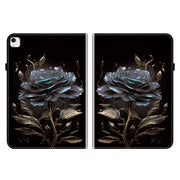 For iPad Air 11 2025 / 2024 Crystal Texture Painted Leather Smart Tablet Case(Black Rose)
