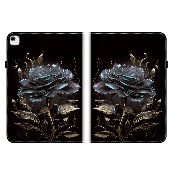 For iPad Air 11 2025 / 2024 Crystal Texture Painted Leather Smart Tablet Case(Black Rose)