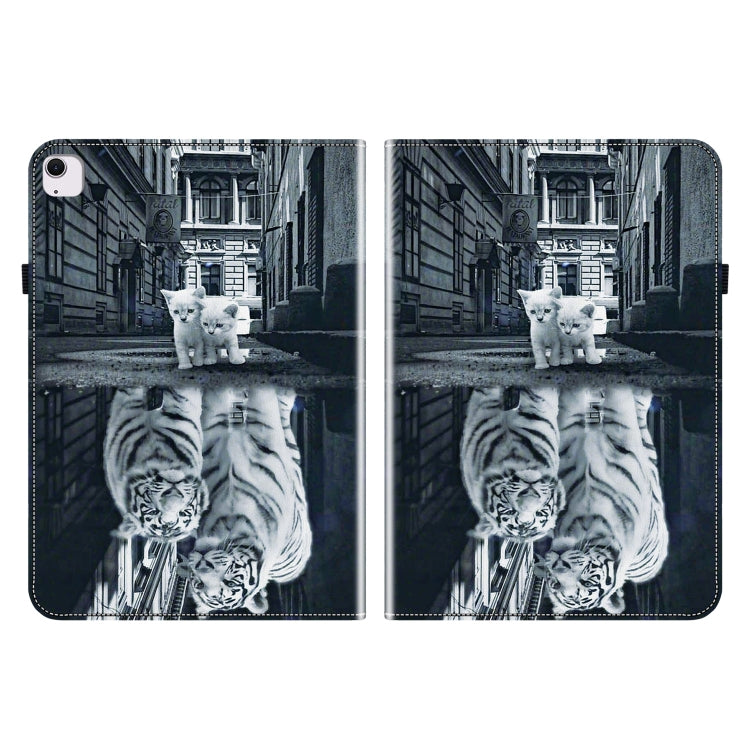 For iPad Air 11 2024 Crystal Texture Painted Leather Smart Tablet Case(Cat Reflection Tiger)