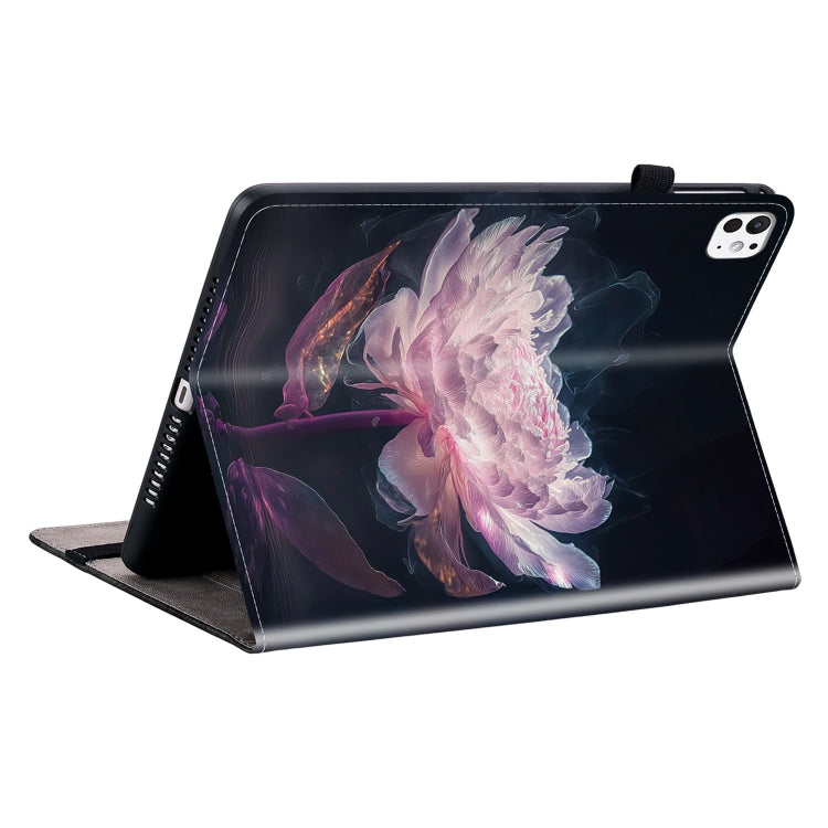 For iPad Pro 11 2024 Crystal Texture Painted Leather Smart Tablet Case(Purple Peony)