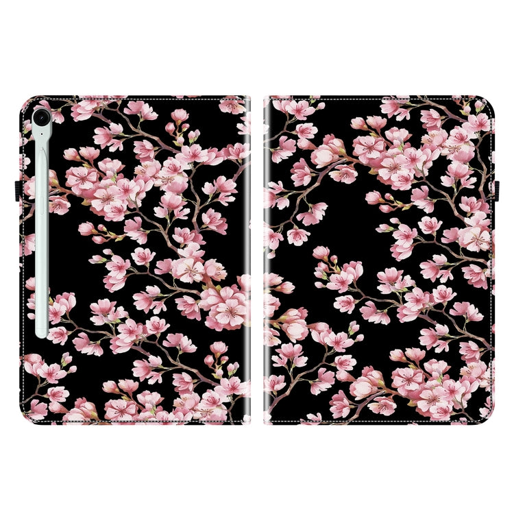 For Samsung Galaxy Tab S9 / S9 FE Crystal Texture Painted Leather Tablet Case(Plum Bossom)