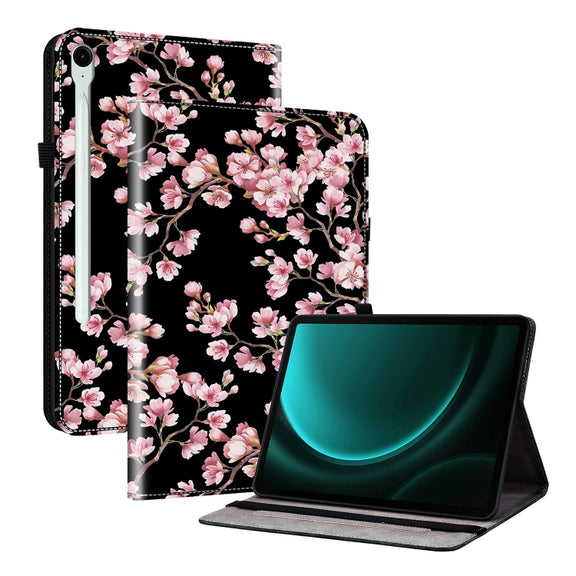 For Samsung Galaxy Tab S9 / S9 FE Crystal Texture Painted Leather Tablet Case(Plum Bossom)