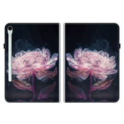 For Samsung Galaxy Tab S9 / S9 FE Crystal Texture Painted Leather Tablet Case(Purple Peony)