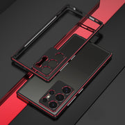 For Samsung Galaxy S24 Ultra 5G Aurora Series Lens Protector + Metal Frame Phone Case(Black Red)